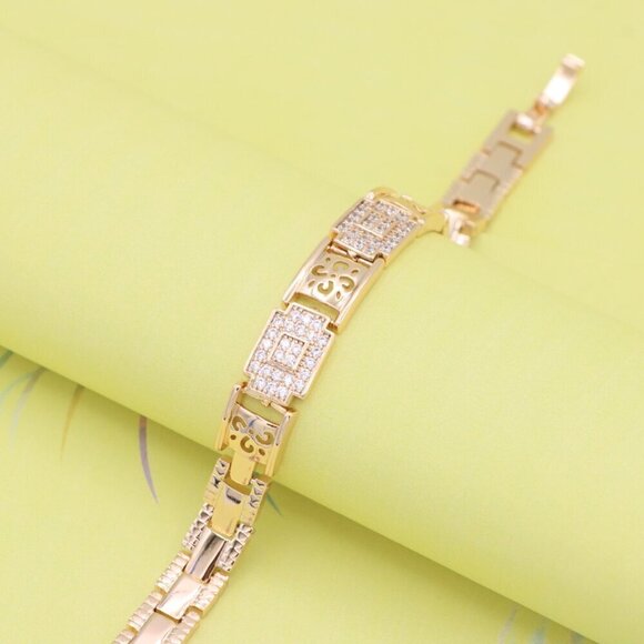 "Rose Gold Plated Designer Bracelet with Intricate Square Accents, XPBL0947 - Picture 3 of 12